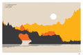 Amazon 2020 stock chart drawn as a landscape, art print.