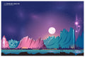 Disney 2020 stock chart drawn as a landscape, art print.