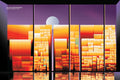 S&P 500 on 24 January 2022 as a city skyline stock chart drawn as a landscape, art print.