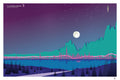 Tesla 2020, purple stock chart drawn as a landscape, art print.